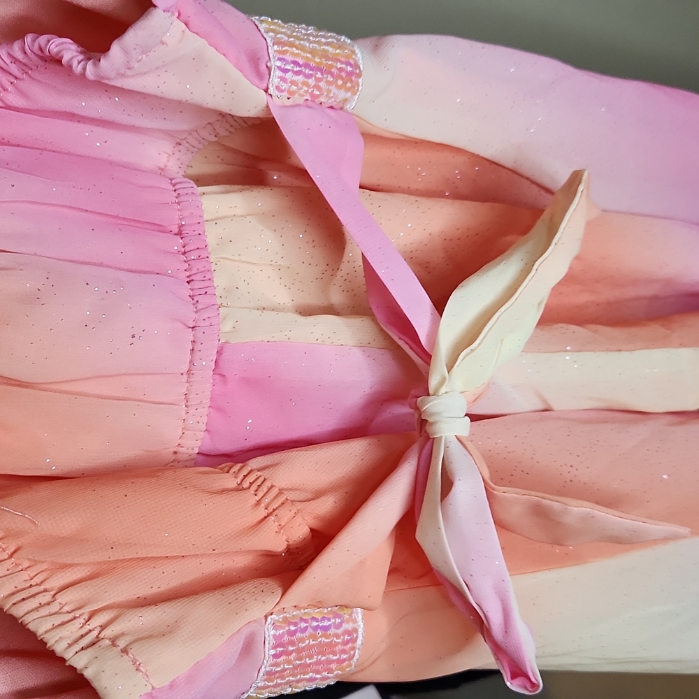 Holiday Editions Girls Sleeveless Dress Sparkles Sequins 6-6x Tie Back - Picture 7 of 8